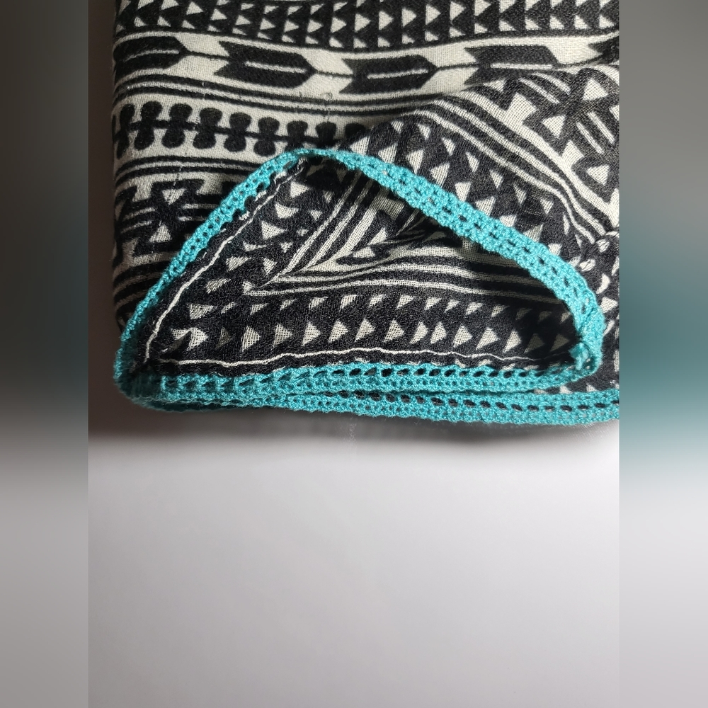 Infinity ScarfTurquoise Crochet Edging - Picture 3 of 9